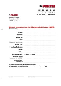Mitgliedsantrag DIe PARTEI